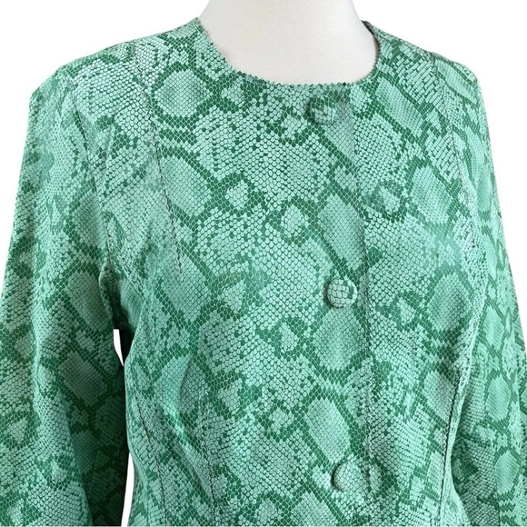 CHI by Falchi Genuine Leather Animal Snake Print Jacket Mint Green Size Small - Picture 3 of 8